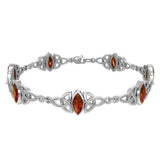 Silver Celtic Trinity Knot with Gemstone Link Bracelet TBG740 - Jewelry