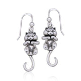 Movable Cat Silver Earrings TE2101 - Jewelry