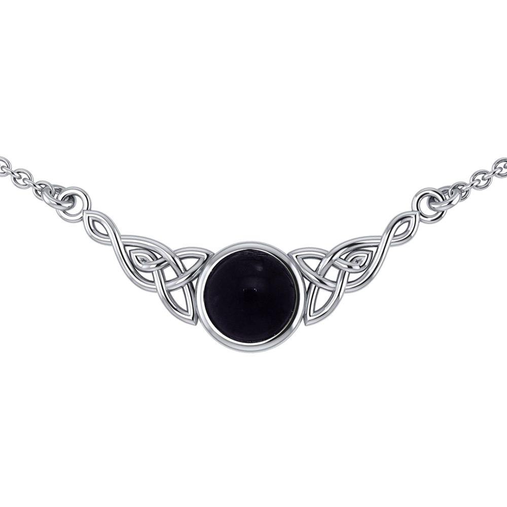 Wear the gift of interconnectedness ~ Sterling Silver Celtic Knotwork Necklace with a Gemstone centerpiece TN224 - Jewelry