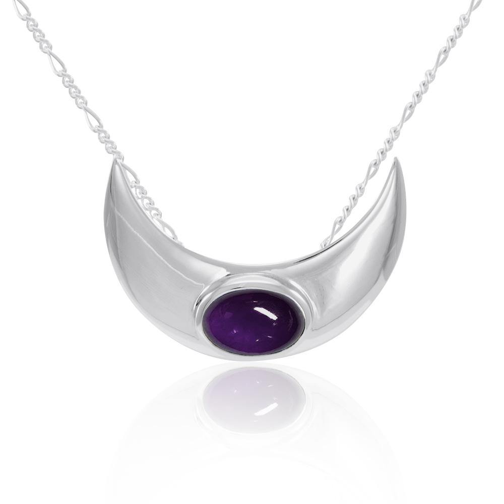 An elegant reminder of Crescent Moonโ€s power ~ Sterling Silver Necklace with Gemstone TN264 - Jewelry