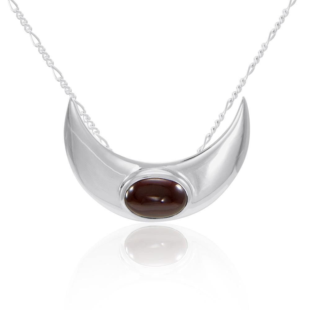An elegant reminder of Crescent Moonโ€s power ~ Sterling Silver Necklace with Gemstone TN264 - Jewelry