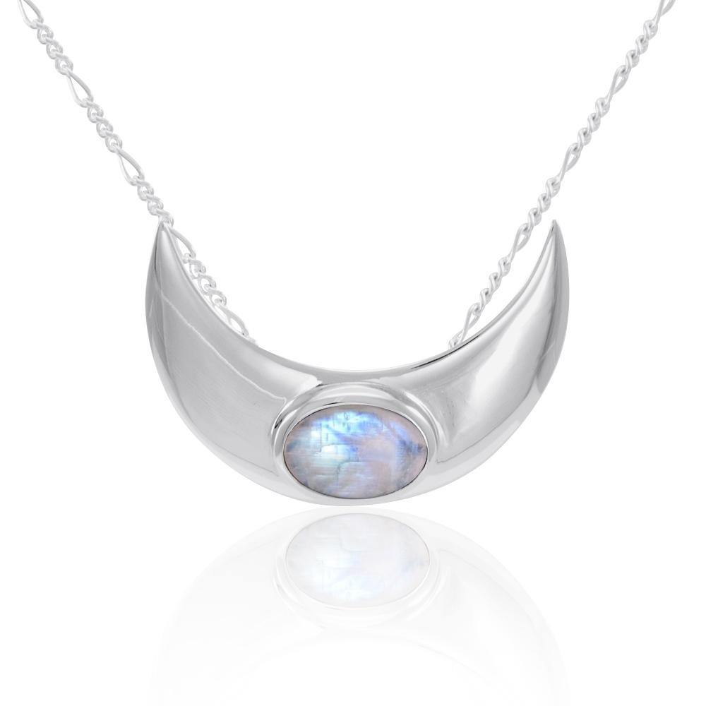An elegant reminder of Crescent Moonโ€s power ~ Sterling Silver Necklace with Gemstone TN264 - Jewelry