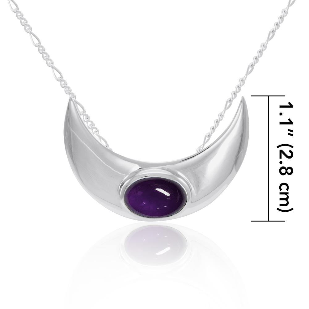 An elegant reminder of Crescent Moonโ€s power ~ Sterling Silver Necklace with Gemstone TN264 - Jewelry