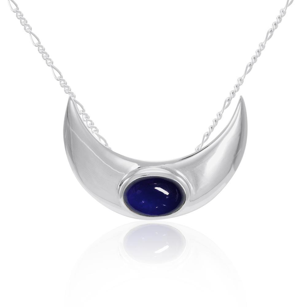An elegant reminder of Crescent Moonโ€s power ~ Sterling Silver Necklace with Gemstone TN264 - Jewelry