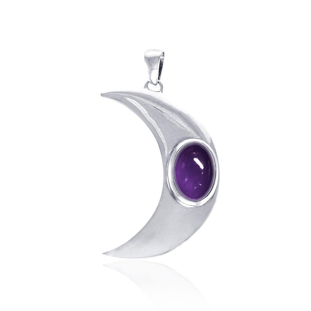 Glow in the Light of the Beautiful Crescent Moon ~ Sterling Silver Jewelry Pendant with Gemstone TPD4059 - Jewelry