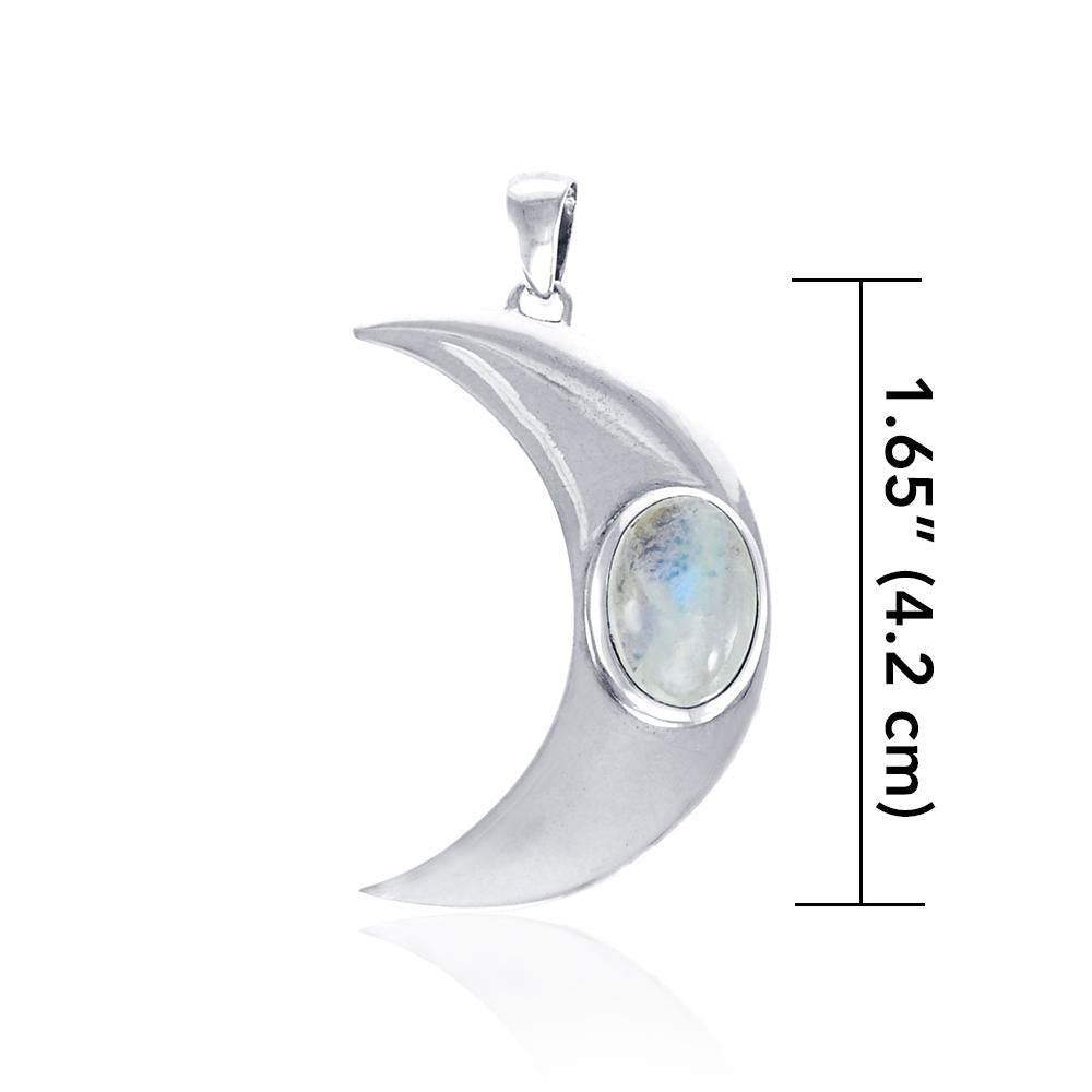 Glow in the Light of the Beautiful Crescent Moon ~ Sterling Silver Jewelry Pendant with Gemstone TPD4059 - Jewelry