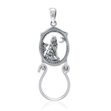 Baying Wolf Sterling Silver Charm Holder Pendant TPD5082