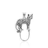 Celtic Cat Sterling Silver Charm Holder Pendant TPD5101