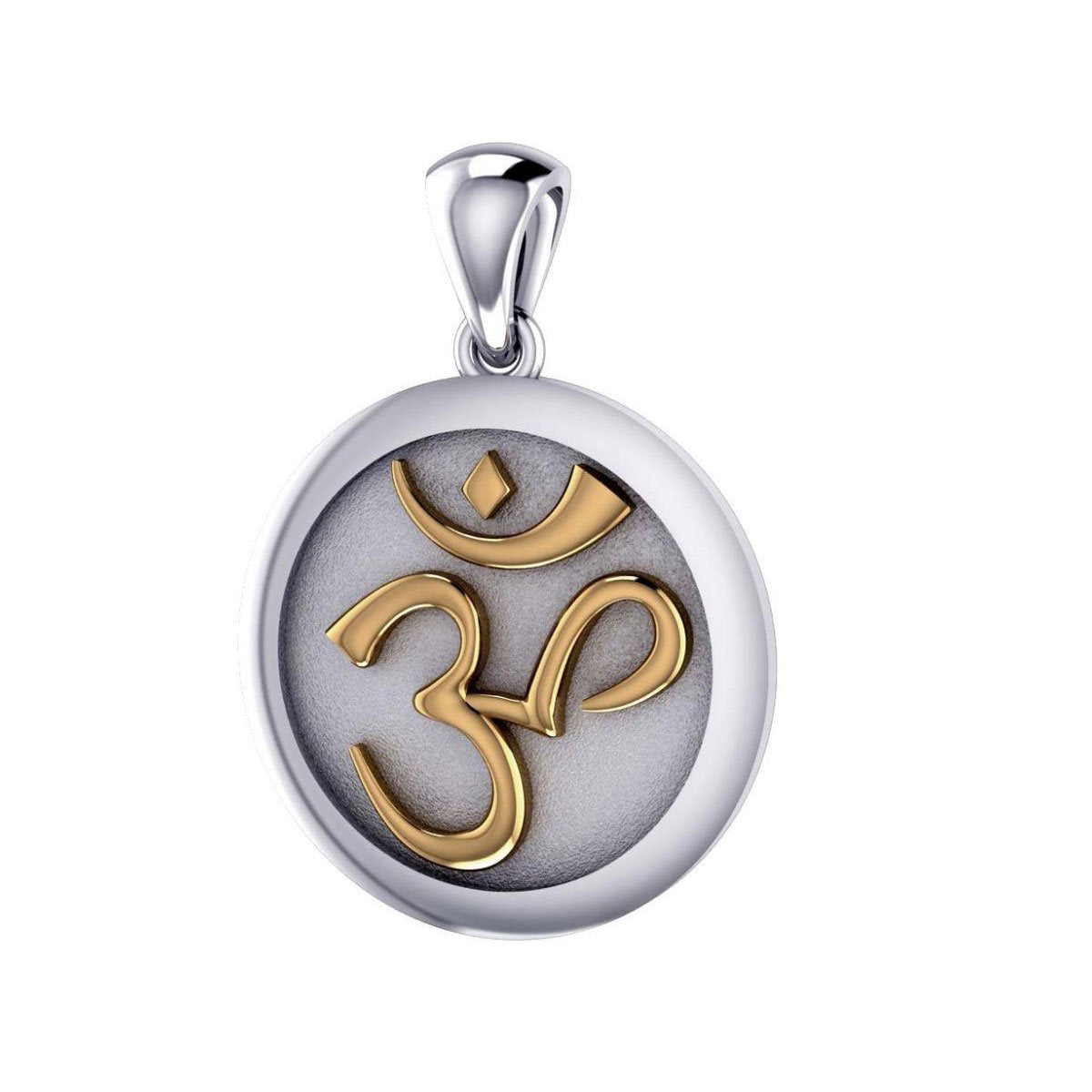 Om Meditation Silver and 14K Gold Accent Pendant TPV1229