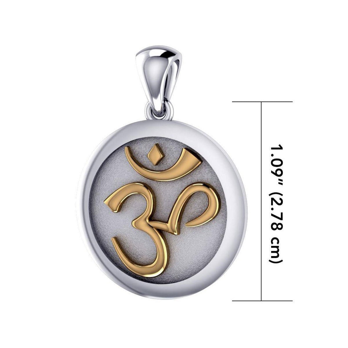 Om Meditation Silver and 14K Gold Accent Pendant TPV1229