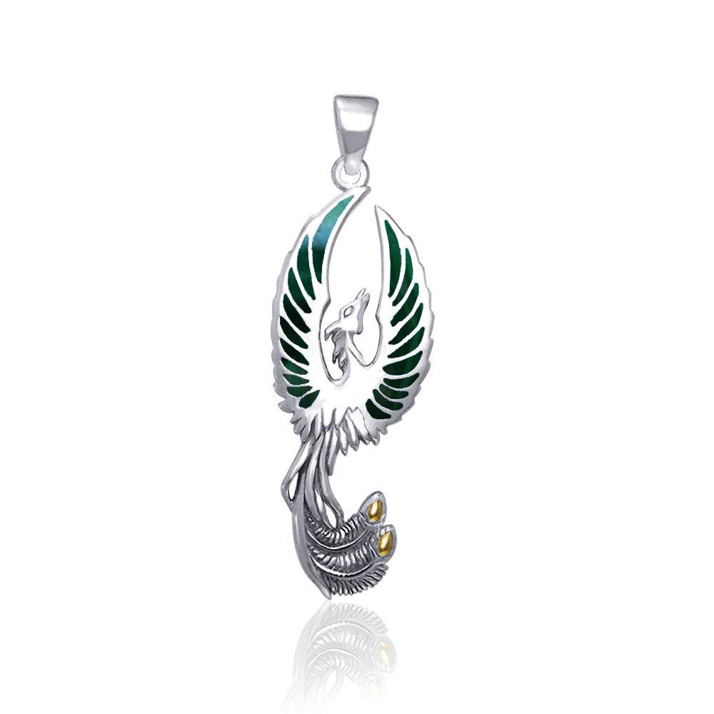 From the ashes rises the rebirth of the  phoenix A fine sterling silver Pendant TPV2838 - Jewelry
