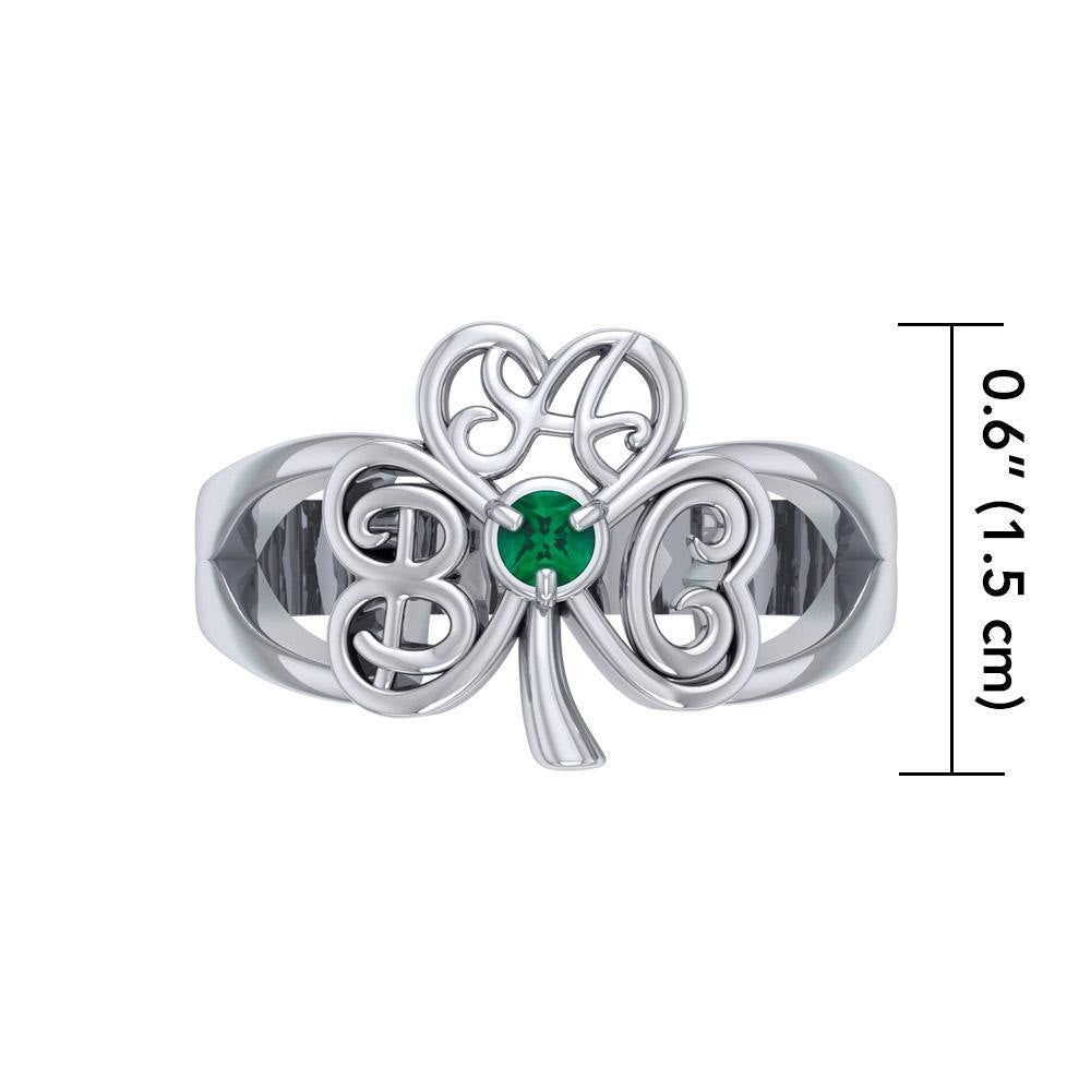 ABC Monogramming Shamrock Clover Silver Gemstone Earrings TRI1750 - Jewelry