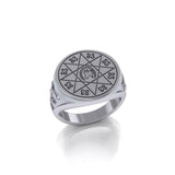 Horseshoe with Lucky Number Snake Silver Ring TRI1756