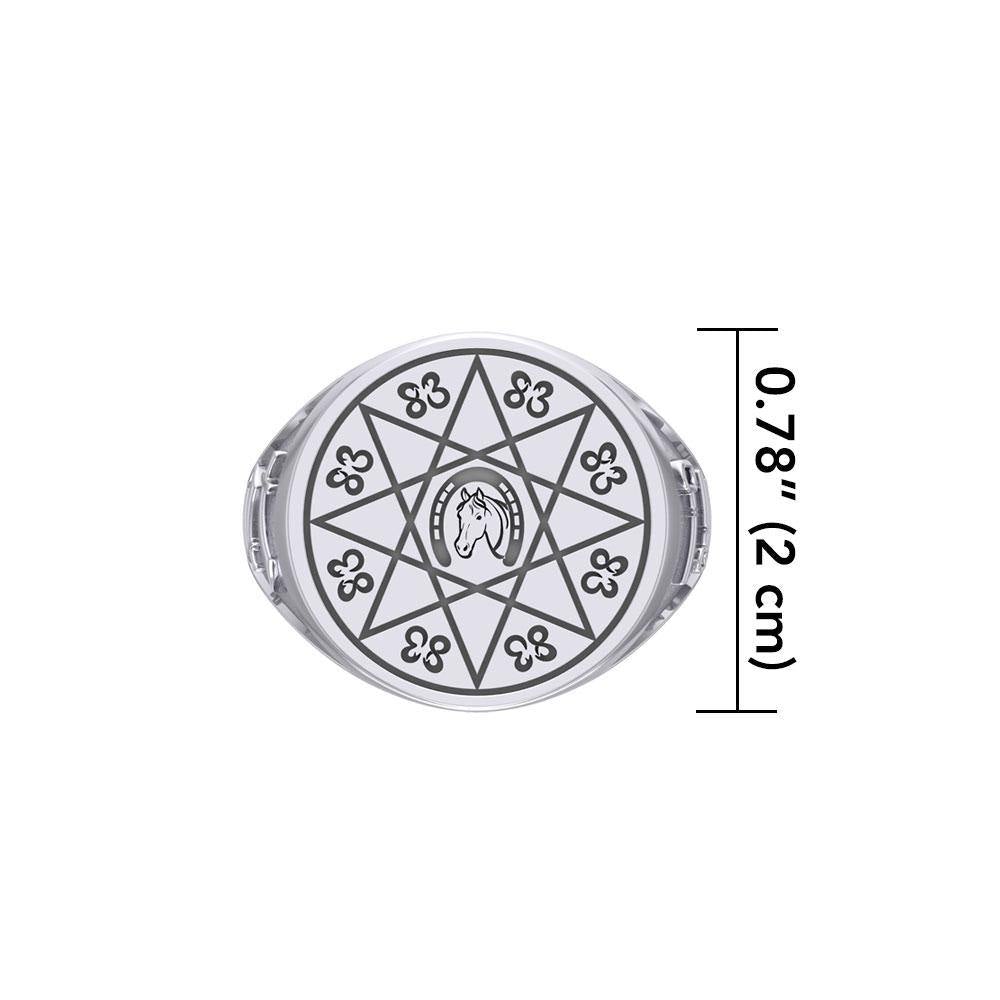 Horseshoe with Lucky Number Snake Silver Ring TRI1756 - Jewelry