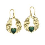 Gemstone Heart and Angel Wings Solid Yellow Gold Earrings GER1742