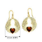 Gemstone Heart and Angel Wings Solid Yellow Gold Earrings GER1742