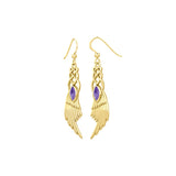 Celtic Knot Angel Wing Solid Yellow Gold Earrings with Marquise Gemstone GER1928