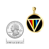 Rainbow Triangle Inlay with Black Onyk LGBTQ Pride Round Solid Gold Pendant GPD328