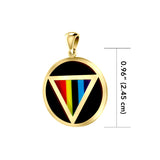 Rainbow Triangle Inlay with Black Onyk LGBTQ Pride Round Solid Gold Pendant GPD328