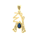 Sei Hei Ki Symbol from Reiki Collection Solid Gold Pendant with Gemstone GPD4922