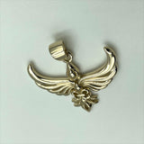 Phoenix with Fleur De Lis Solid Gold Pendant GPD5089