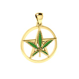 Oberon Zell Greenleaf Pentagram Solid Gold Pendant with Enamel GPD5372