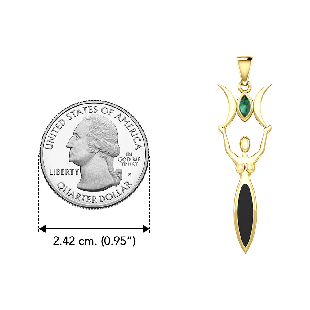Triple Goddess with Marquise Gemstone Solid Yellow Gold Pendant GPD5659