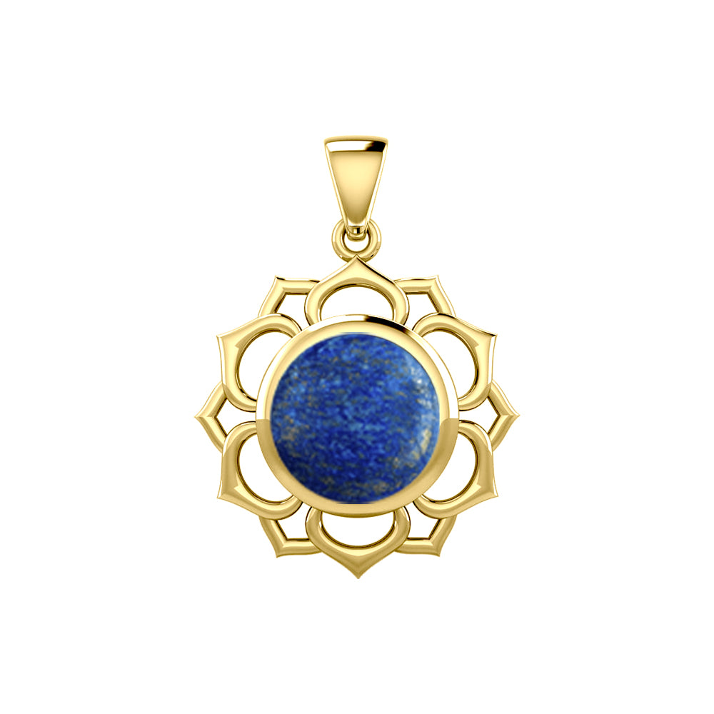 Chakra Solid Yellow Gold Pendant with Large Stone GPD5687