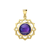 Chakra Solid Yellow Gold Pendant with Large Stone GPD5687