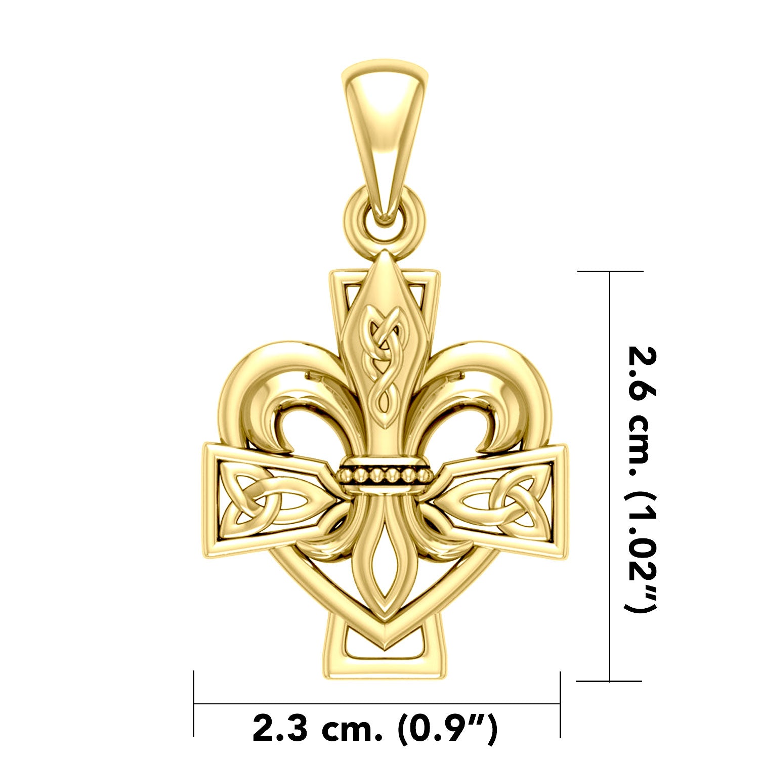 Fleur-de-Lis and Celtic Cross Solid Gold Pendant GPD6068