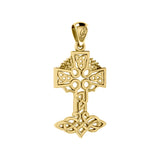 Celtic Tree of Life Irish Cross 14 Karat Solid Yellow Gold Pendant GPD6123