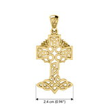 Celtic Tree of Life Irish Cross 14 Karat Solid Yellow Gold Pendant GPD6123