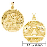 AA Recovery Tree of Life Double Sided Solid Yellow Gold Pendant GPD6334