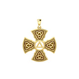 Templar Cross with AA Symbol Solid Yellow Gold Pendant GPD6376