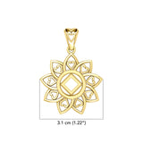 The Flower of Unity with NA Recovery Symbol Solid Gold Pendant GPD6421