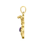 Triple Snake with Celtic Trinity Knot Solid Gold Pendant with Gem GPD6426