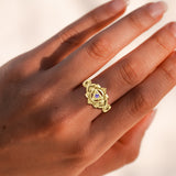 Manipura Solar Plexus Chakra with Celtic Designs Solid Yellow Gold Ring GRI2338