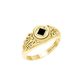 A progressive faith ~ Solid Yellow Gold Power Celtic Inlaid Stone NA Symbol Ring GRI2554