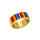 Rainbow Color Inlay Solid Gold Ring GSM015