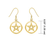 Solid Gold Pentagram Pentacle Earrings GTE293