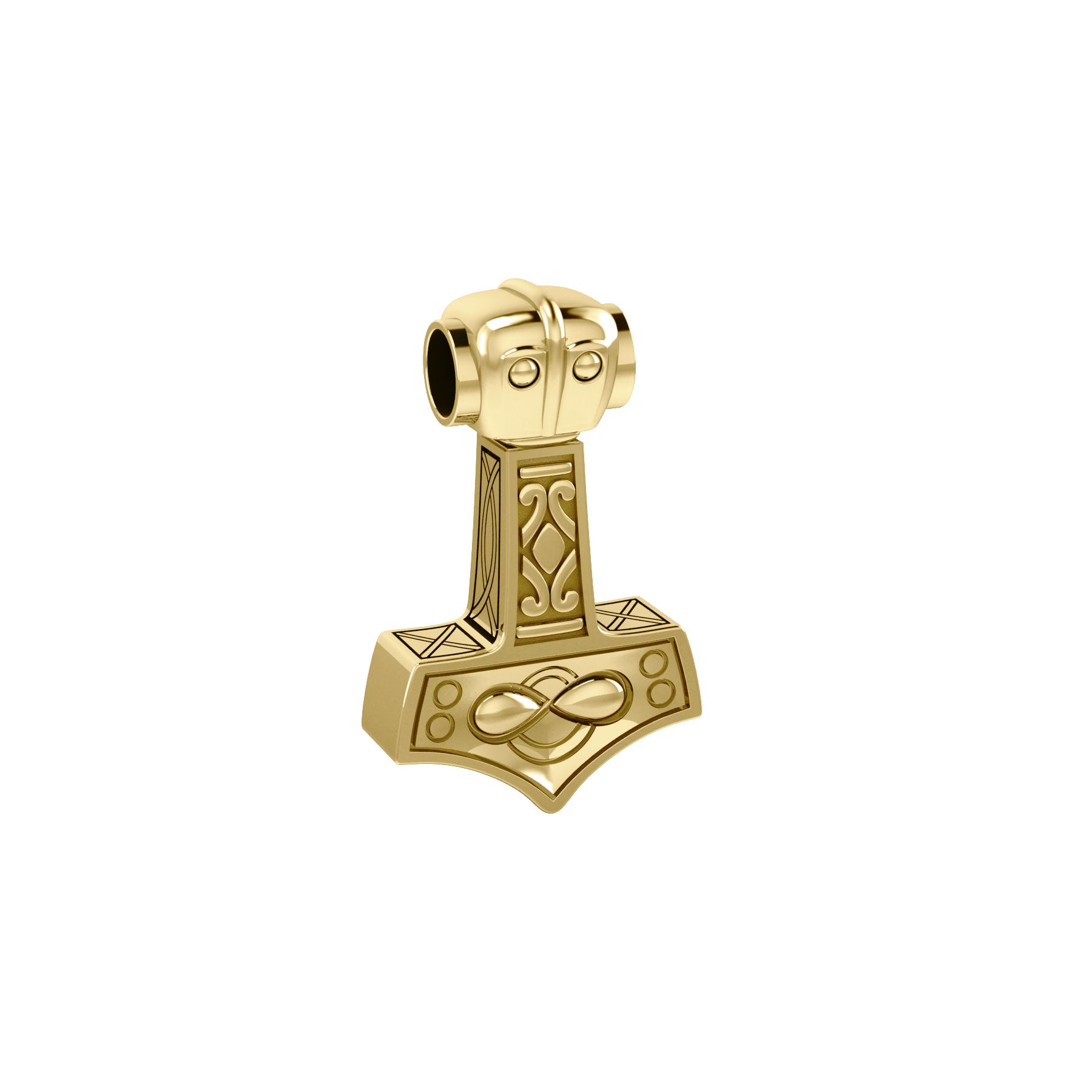 Infinity Thor's Hammer 14 Karat Solid Gold Slider Pendant GTP913