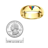 Rainbow Triangle Inlay Solid Gold Band Ring GTR1422