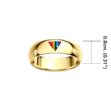 Rainbow Triangle Inlay Solid Gold Band Ring GTR1422