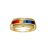 Rainbow Color Inlay Solid Gold Ring GTR164