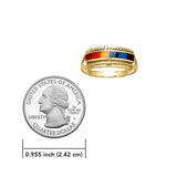 Rainbow Color Inlay Solid Gold Ring GTR164