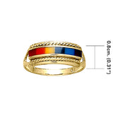 Rainbow Color Inlay Solid Gold Ring GTR164