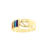 Pride Symbol with Rainbow Color Inlay Solid Gold Ring GTR285