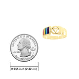 Pride Symbol with Rainbow Color Inlay Solid Gold Ring GTR285