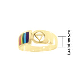 Pride Symbol with Rainbow Color Inlay Solid Gold Ring GTR285