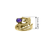 Dragon Holding Gem Solid Yellow Gold Ring GTR3808